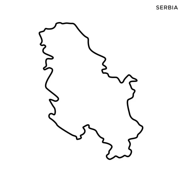 Obrys Mapa Srbska Vektor Design Template Upravitelný Tah — Stockový vektor