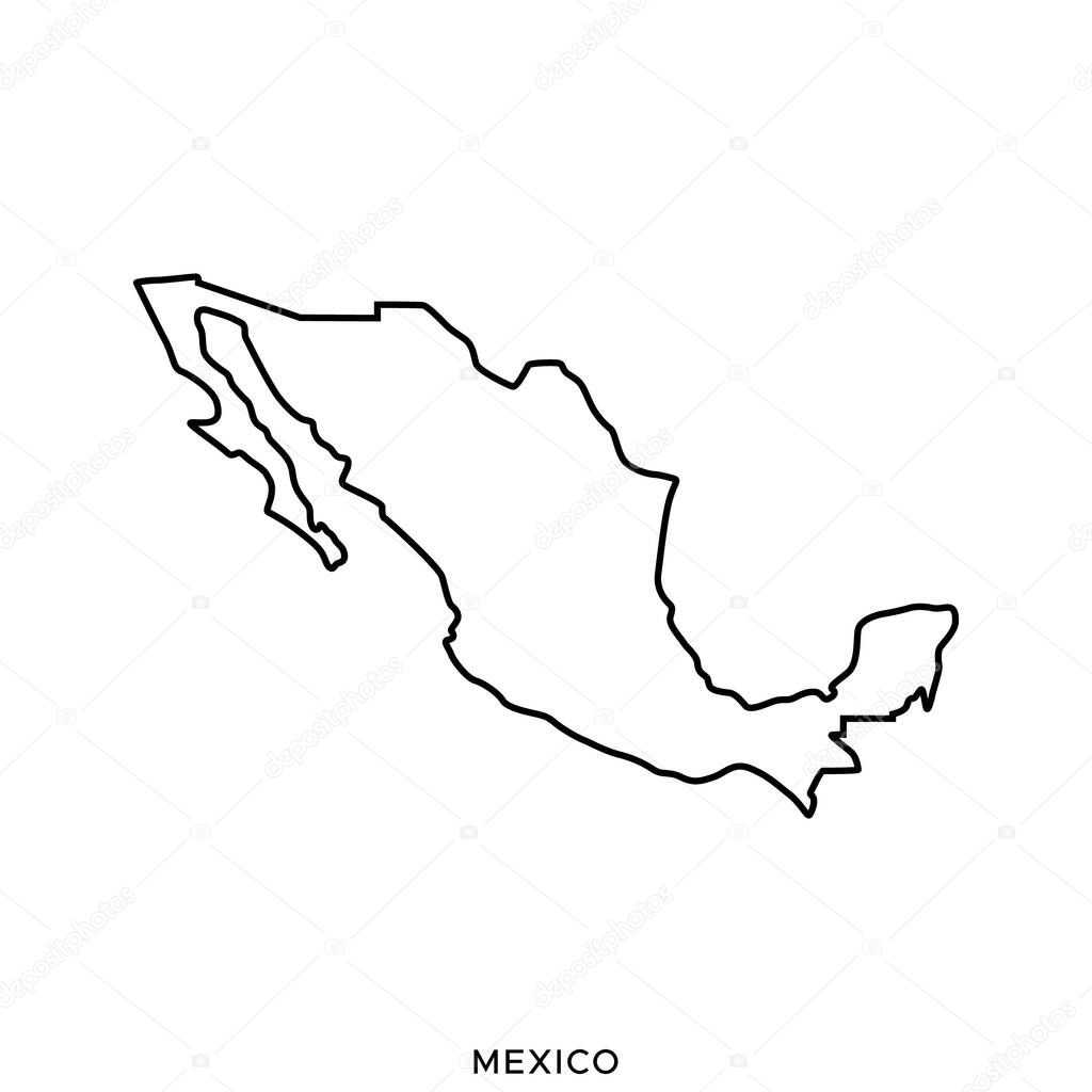 Outline Map of Mexico Vector Design Template. Editable Stroke