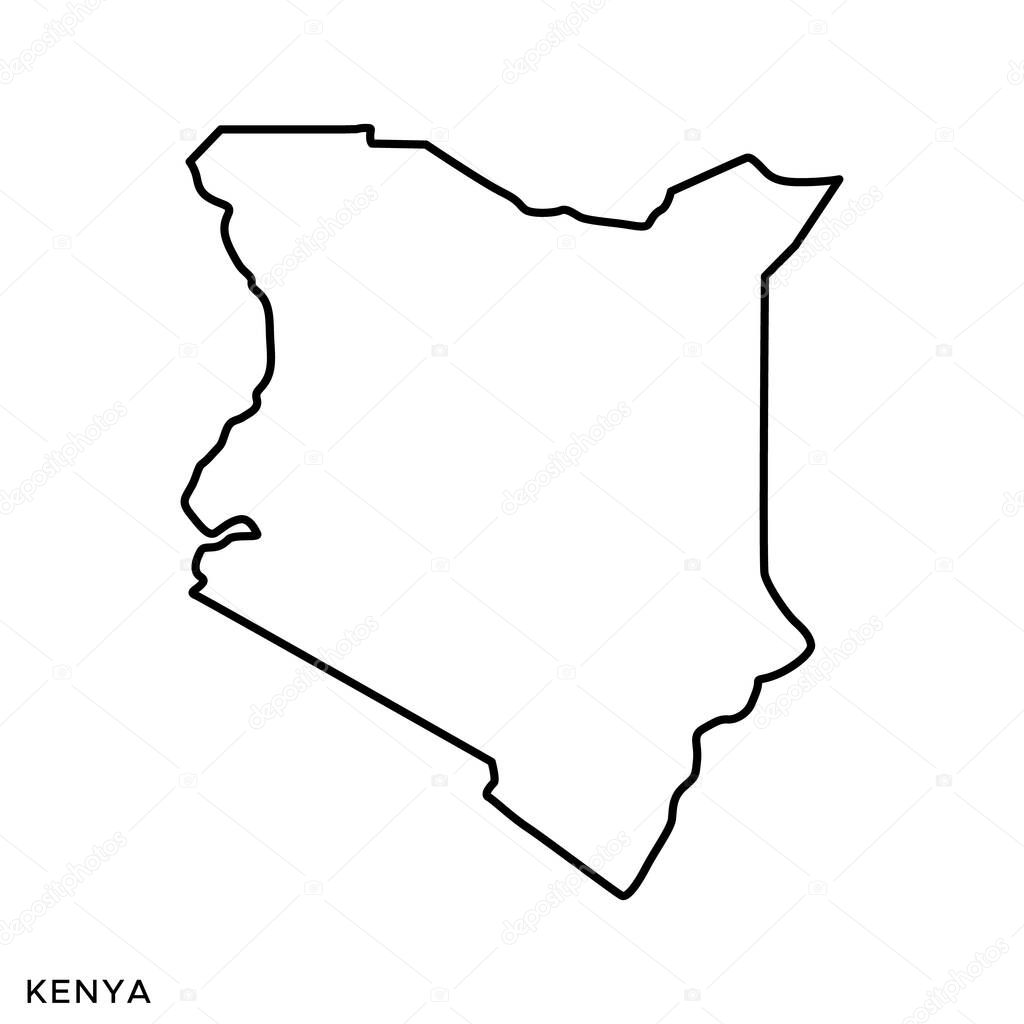 Outline Map of Kenya Vector Design Template. Editable Stroke