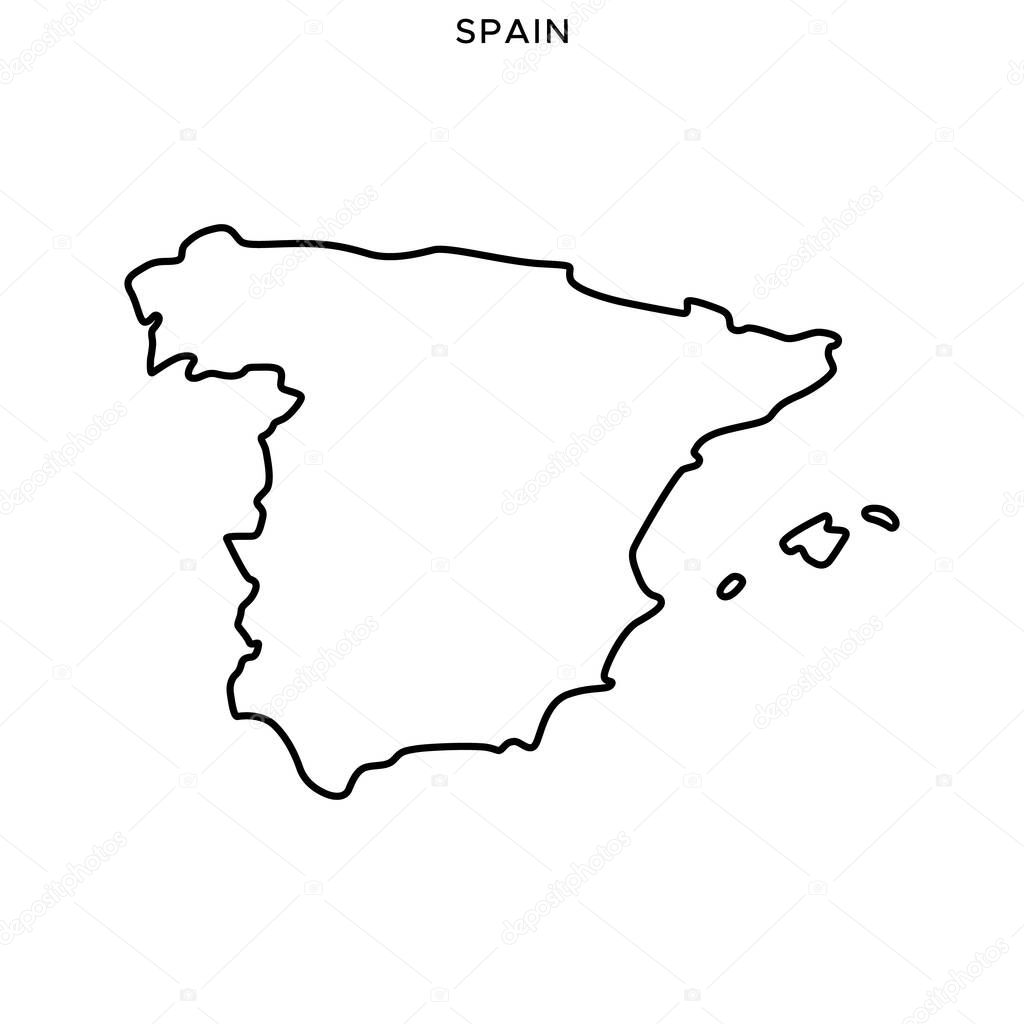 Outline Map of Spain Vector Design Template. Editable Stroke