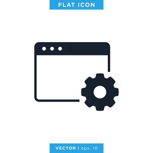 Browser Und Gear Icon Vector Design Template Browser Einstellungen Anmelden — Stockvektor