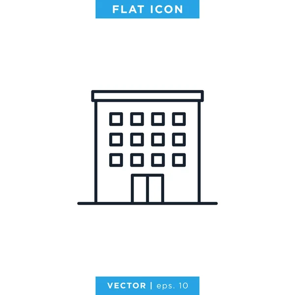 Building Icon Vector Design Template Essbarer Schlaganfall — Stockvektor