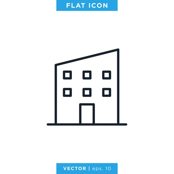 Building Icon Vector Design Template Essbarer Schlaganfall — Stockvektor