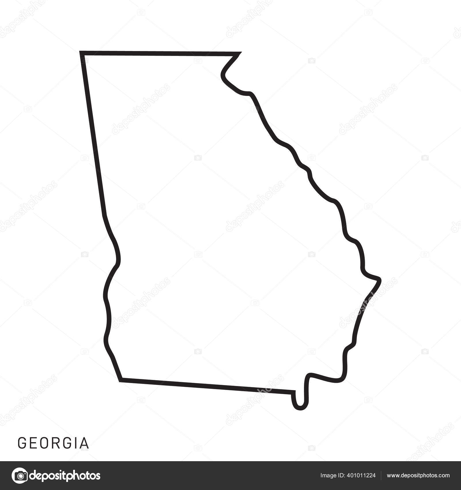 Georgia Map Vector Outline Design Template Editable Stroke Stock Vector