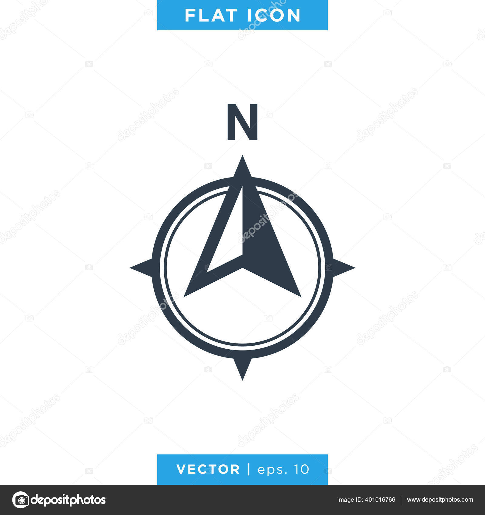 Arrow Compass Icon Vector Logo Template North Direction Stock Vector
