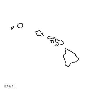 Hawaii Harita Vektör Tasarım Şablonu. Düzenlenebilir Vuruş.