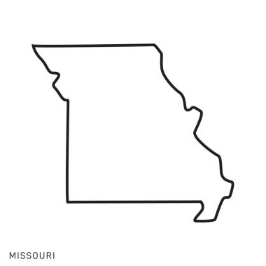 Missouri Harita Vektör Tasarım Şablonu. Düzenlenebilir Vuruş.