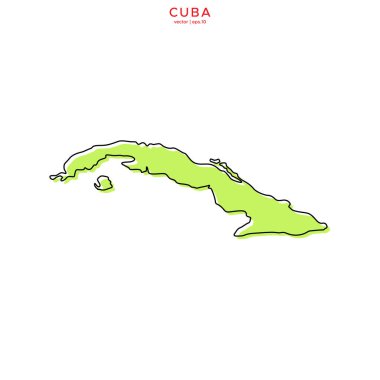 Taslak Vektör Tasarım Şablonu olan Küba 'nın Yeşil Haritası. Düzenlenebilir Vuruş