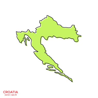 Özet Vektör Tasarım Şablonlu Hırvatistan 'ın Yeşil Haritası. Düzenlenebilir Vuruş