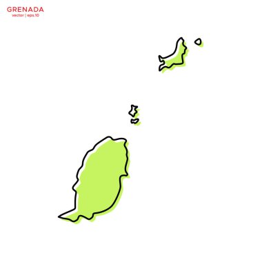 Taslak Vektör Tasarım Şablonlu Grenada 'nın Yeşil Haritası. Düzenlenebilir Vuruş