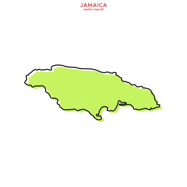 Taslak Vektör Tasarım Şablonlu Jamaika 'nın Yeşil Haritası. Düzenlenebilir Vuruş
