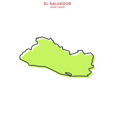 Yeşil El Salvador haritası. Ana hatlı vektör tasarım şablonu. Düzenlenebilir Vuruş