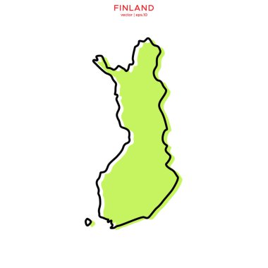 Tasarım Şablonlu Yeşil Finlandiya Haritası. Düzenlenebilir Vuruş