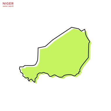 Taslak Vektör Tasarım Şablonu ile Nijer 'in Yeşil Haritası. Düzenlenebilir Vuruş