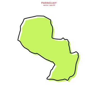Taslak Vektör Tasarım Şablonu ile Paraguay 'ın Yeşil Haritası. Düzenlenebilir Vuruş
