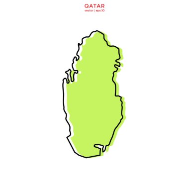 Taslak Vektör Tasarım Şablonlu Yeşil Katar Haritası. Düzenlenebilir Vuruş