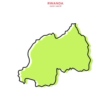 Taslak Vektör Tasarım Şablonlu Yeşil Ruanda Haritası. Düzenlenebilir Vuruş