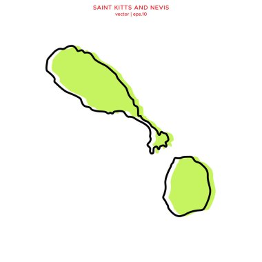 Saint Kitts ve Nevis 'in Yeşil Harita Tasarım Şablonu. Düzenlenebilir Vuruş