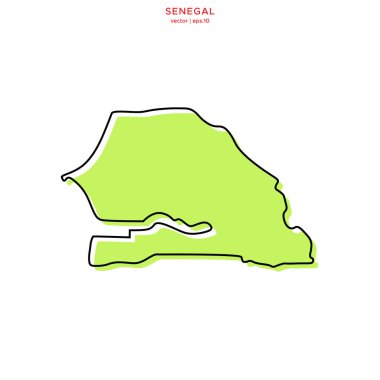 Taslak Vektör Tasarım Şablonlu Senegal Yeşil Haritası. Düzenlenebilir Vuruş
