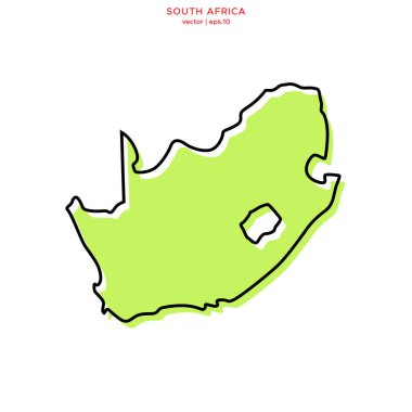 Ana hatlı Vektör Tasarım Şablonu olan Güney Afrika 'nın Yeşil Haritası. Düzenlenebilir Vuruş