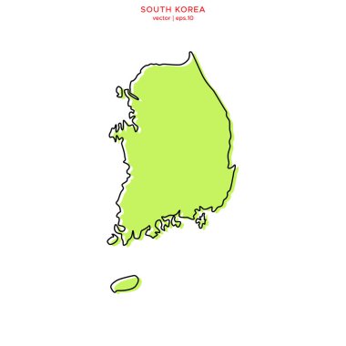 Ana hatlı vektör tasarım şablonu olan Güney Kore 'nin Yeşil Haritası. Düzenlenebilir Vuruş