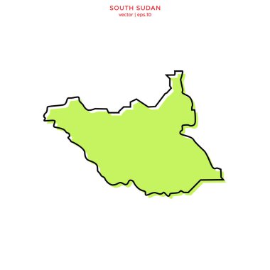 Ana hatlı vektör tasarım şablonu olan Güney Sudan 'ın Yeşil Haritası. Düzenlenebilir Vuruş