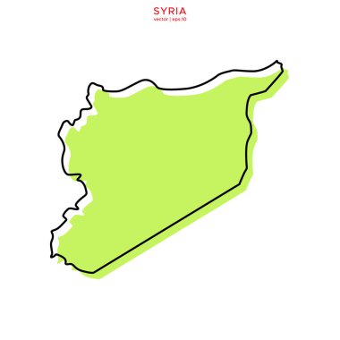 Ana hatlı vektör tasarım şablonlu Suriye 'nin Yeşil Haritası. Düzenlenebilir Vuruş