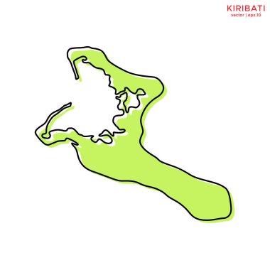 Taslak Vektör Tasarım Şablonlu Kiribati 'nin Yeşil Haritası. Düzenlenebilir Vuruş