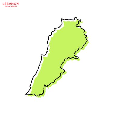 Taslak Vektör Tasarım Şablonlu Lübnan 'ın Yeşil Haritası. Düzenlenebilir Vuruş
