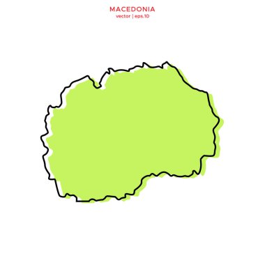 Özet Vektör Tasarım Şablonlu Makedonya 'nın Yeşil Haritası. Düzenlenebilir Vuruş