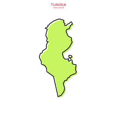 Taslak Vektör Tasarım Şablonuyla Tunus 'un Yeşil Haritası. Düzenlenebilir Vuruş