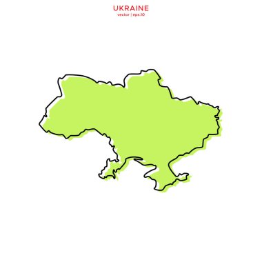 Taslak Vektör Tasarım Şablonlu Ukrayna 'nın Yeşil Haritası. Düzenlenebilir Vuruş
