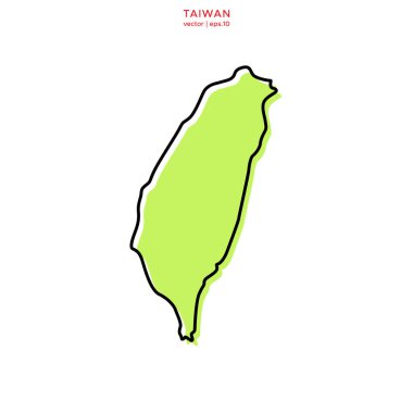 Taslak Vektör Tasarım Şablonlu Tayvan 'ın Yeşil Haritası. Düzenlenebilir Vuruş