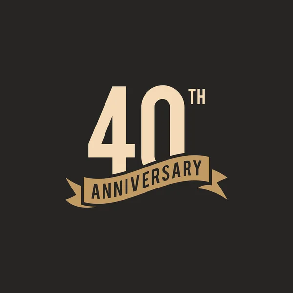 40Th Years Anniversary Celebration Icon Vector Logo Design Template — Stock Vector