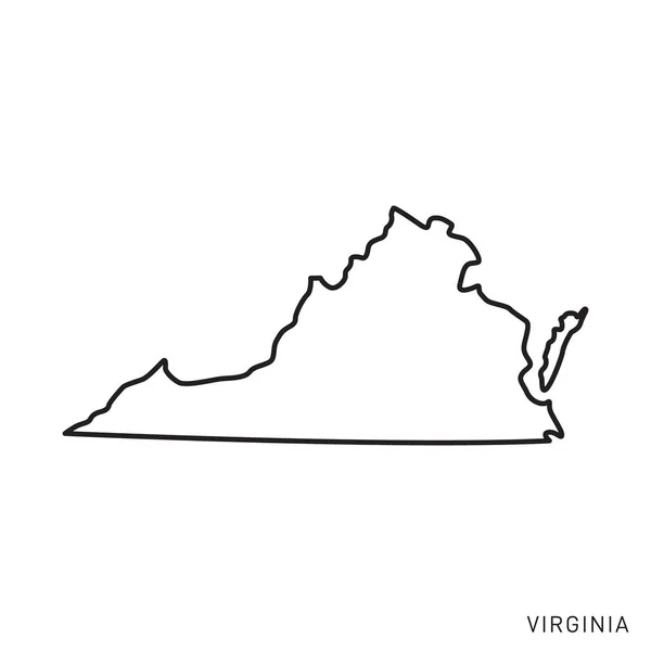 Virginia Map Vector Περίγραμμα Σχεδιασμού Πρότυπο Επεξεργάσιμο Εγκεφαλικό Επεισόδιο — Διανυσματικό Αρχείο