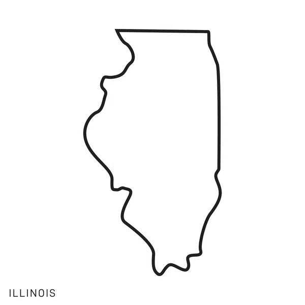 Illinois Karte Vector Outline Design Template Essbarer Schlaganfall — Stockvektor