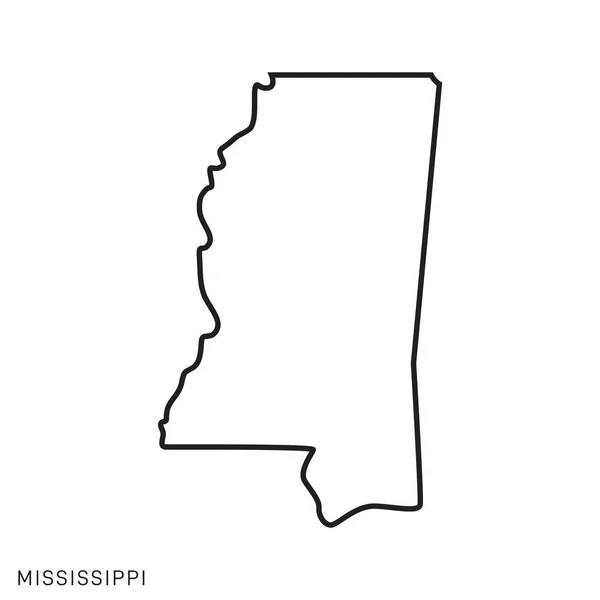 Mississippi Map Vector Outline Ontwerp Template Bewerkbare Beroerte — Stockvector