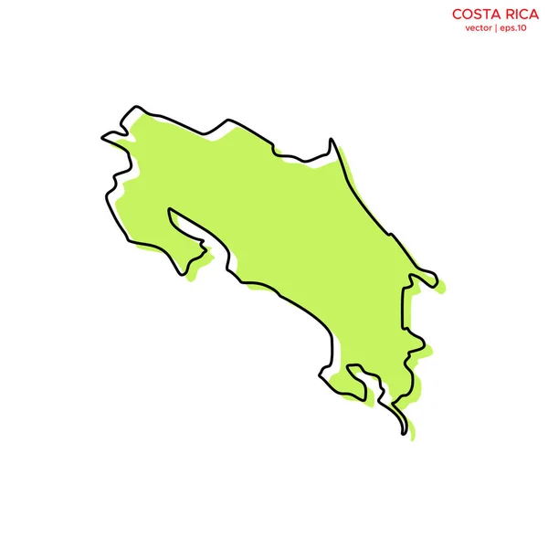 Mappa Verde Della Costa Rica Con Outline Vector Design Template — Vettoriale Stock