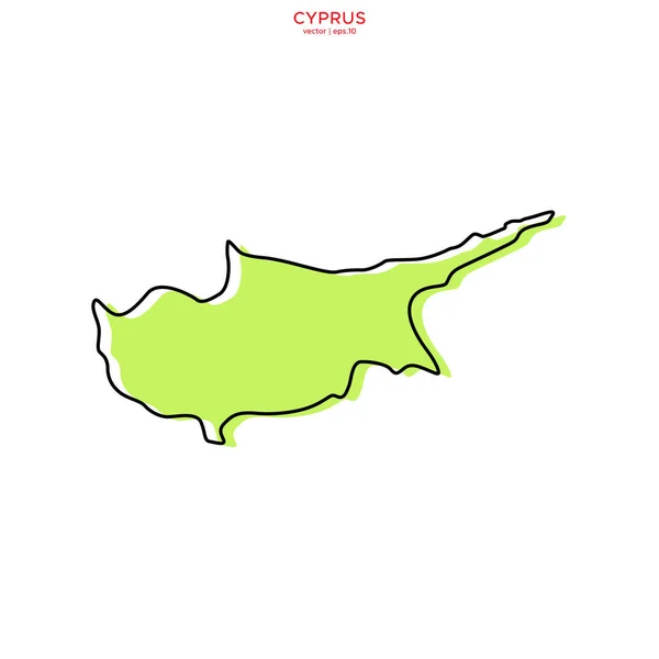 Grüne Karte Von Zypern Mit Umrissvektordesign Vorlage Essbarer Schlaganfall — Stockvektor