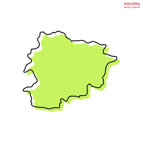 Carte Verte Andorre Avec Modèle Conception Vectorielle Contour Avc Modifiable — Image vectorielle