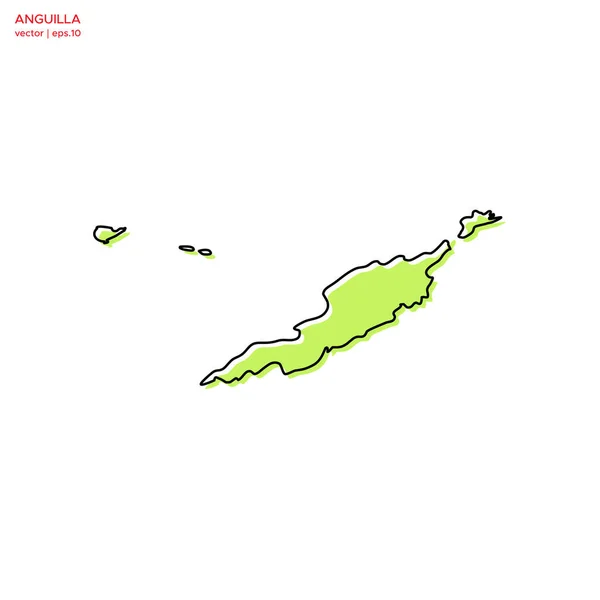 Grüne Karte Von Anguilla Mit Outline Vector Design Template Essbarer — Stockvektor