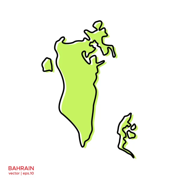 Green Map of Bahrain With Outline Vector Design Template. Editable Stroke