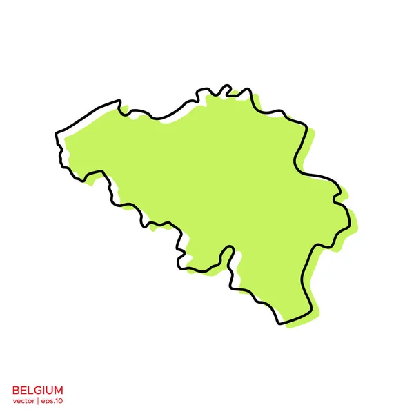 Mappa Verde Del Belgio Con Outline Vector Design Template Colpo — Vettoriale Stock