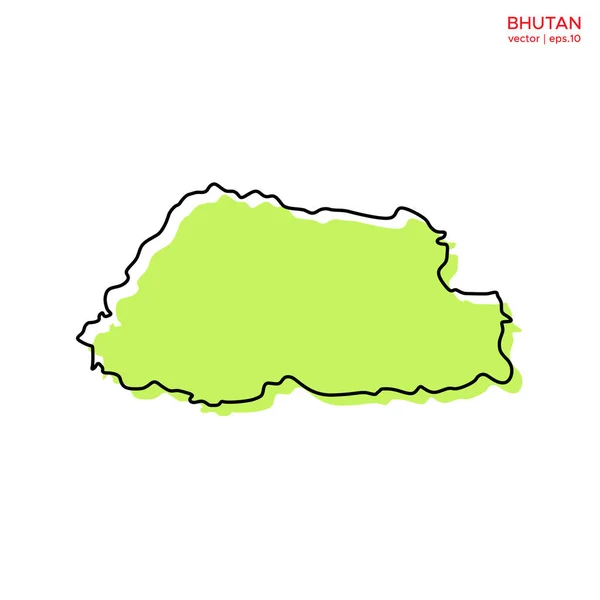 概要ベクトルデザインテンプレート付きブータンの緑の地図 編集可能なストローク — ストックベクタ