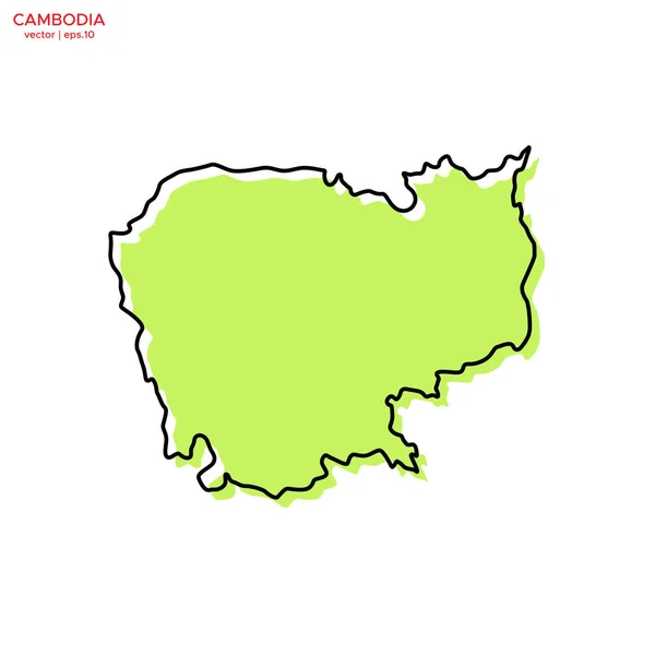 緑のカンボジア地図ベクトルデザインテンプレート付き 編集可能なストローク — ストックベクタ