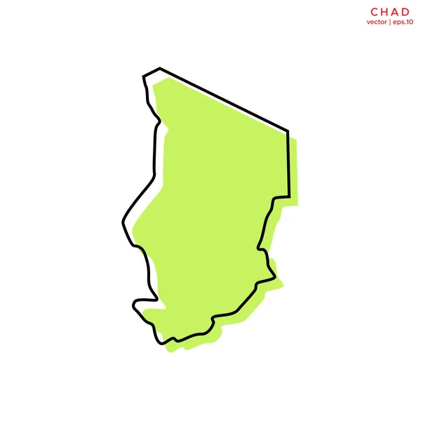 Πράσινος Χάρτης Του Τσαντ Περίγραμμα Vector Design Template Επεξεργάσιμο Εγκεφαλικό — Διανυσματικό Αρχείο