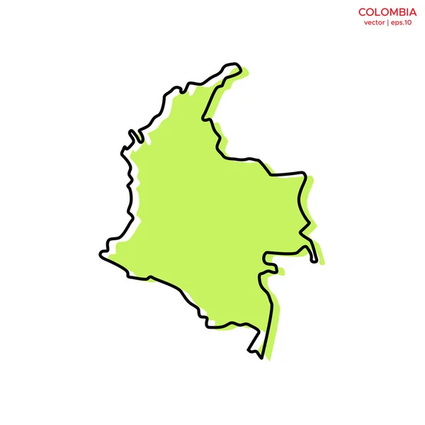 Zielona Mapa Kolumbii Szablonem Projektu Wektora Zarysu Edytowalny Skok — Wektor stockowy