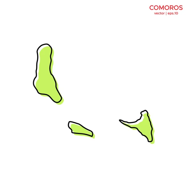 Mapa Verde Comoras Con Esquema Plantilla Diseño Vectorial Carrera Editable — Vector de stock