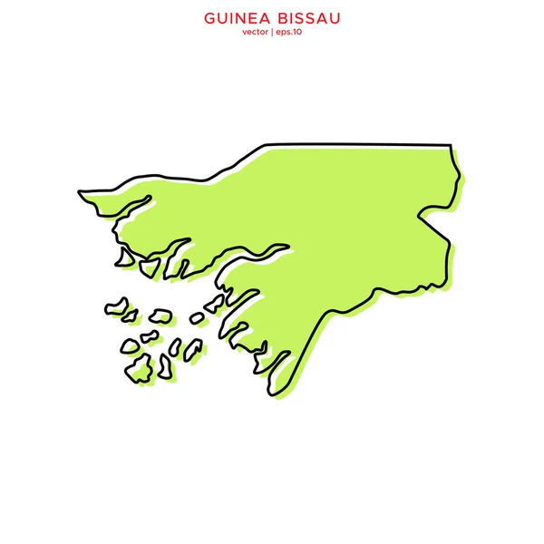 Carte Verte Guinée Bissau Avec Modèle Conception Vectorielle Contour Avc — Image vectorielle