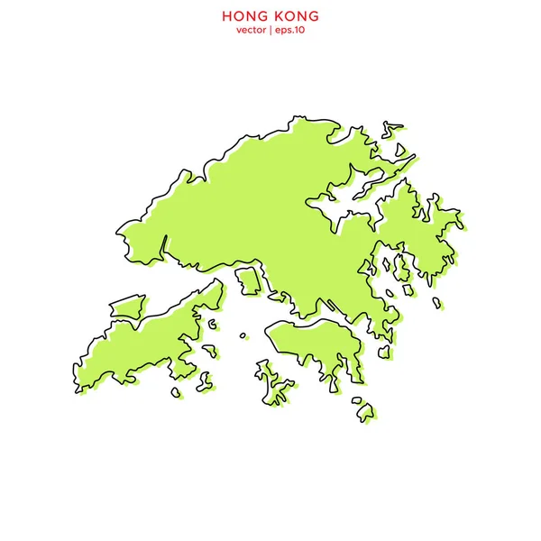 Mapa Verde Hong Kong Com Esboço Vector Design Template Curso — Vetor de Stock